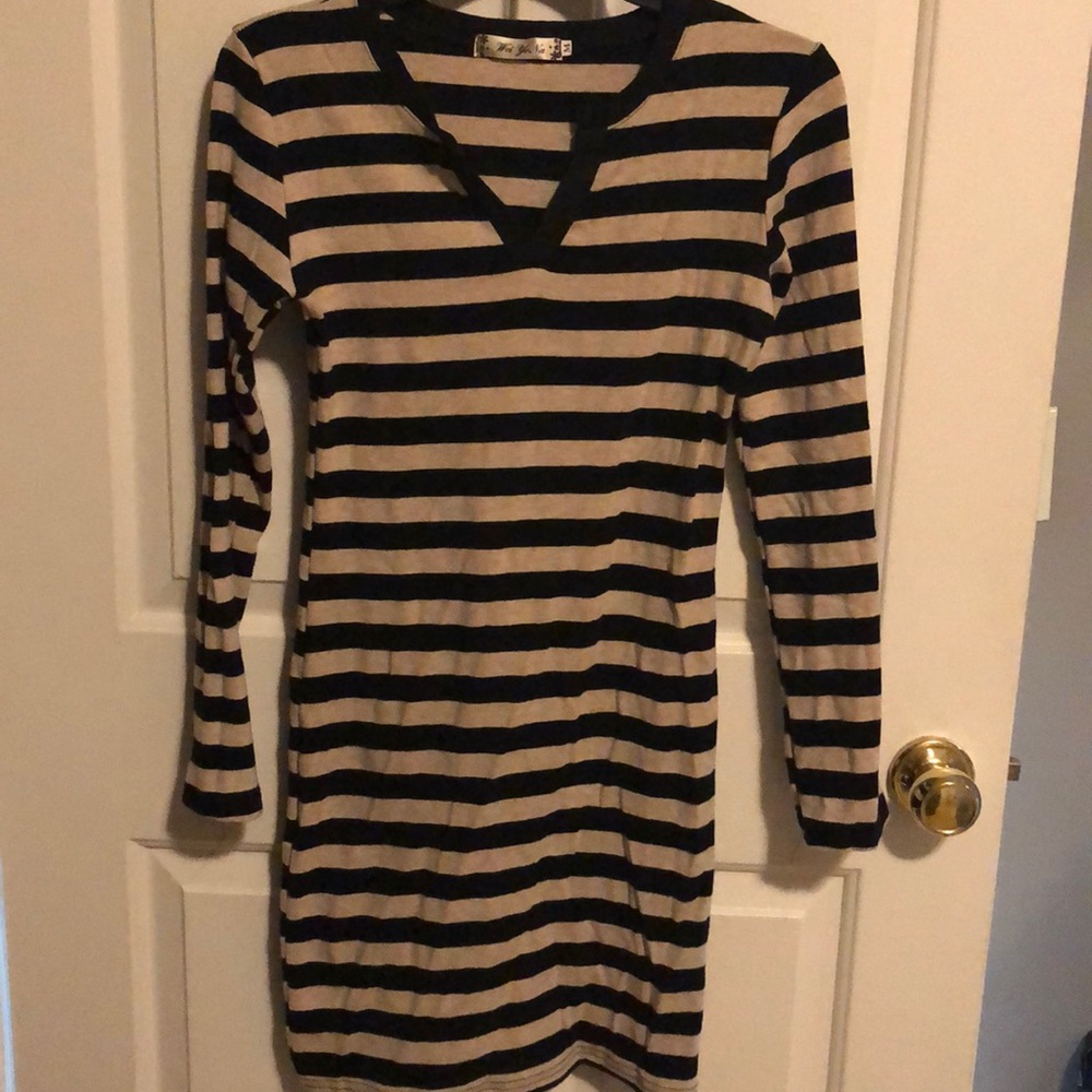 Black and Gray Striped Dresd